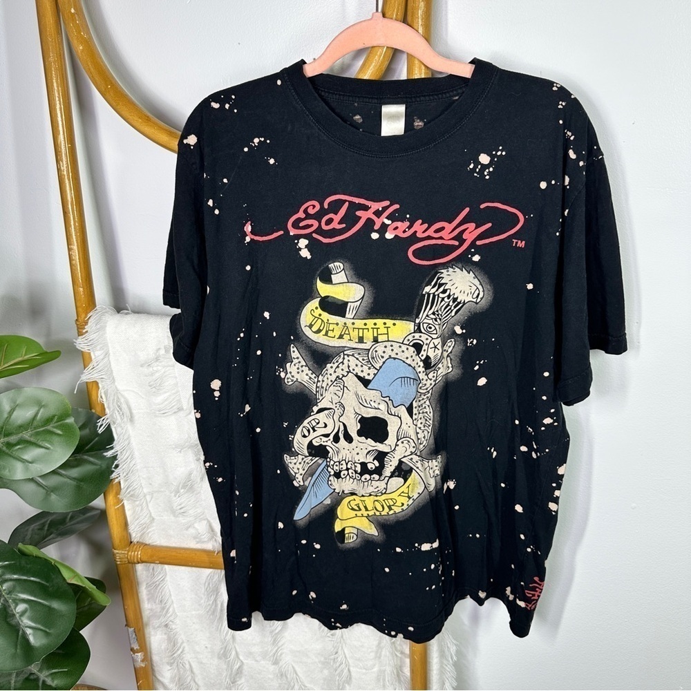 Ed Hardy Black Graphic T Shirt sz XL